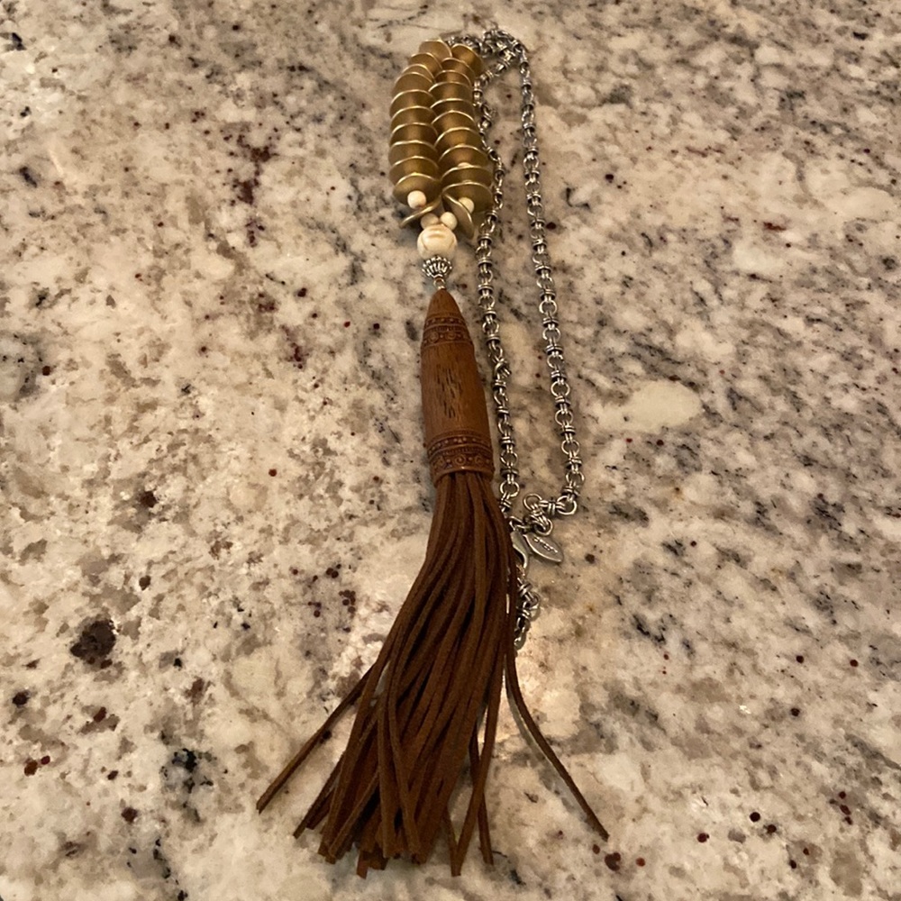 Chico’s Multi-material Necklace with Suede Tassel